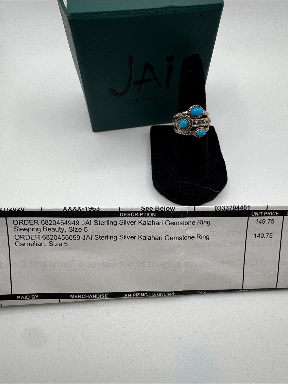 John Hardy Silver Ring with Bright Turquoise Stones - Picture 2 of 2